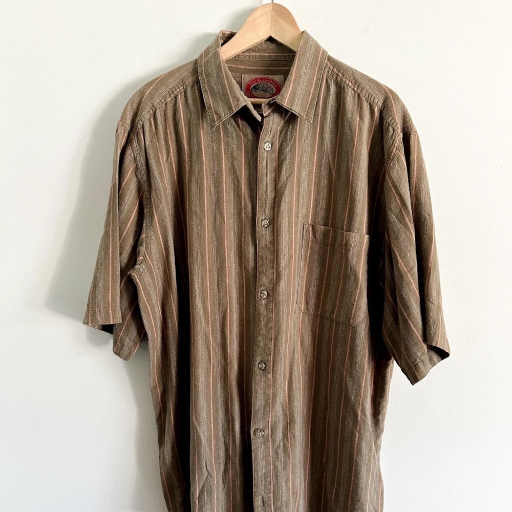 Vintage Australian Outback Collection Striped shirt | Brown Striped Men’s Shirt|